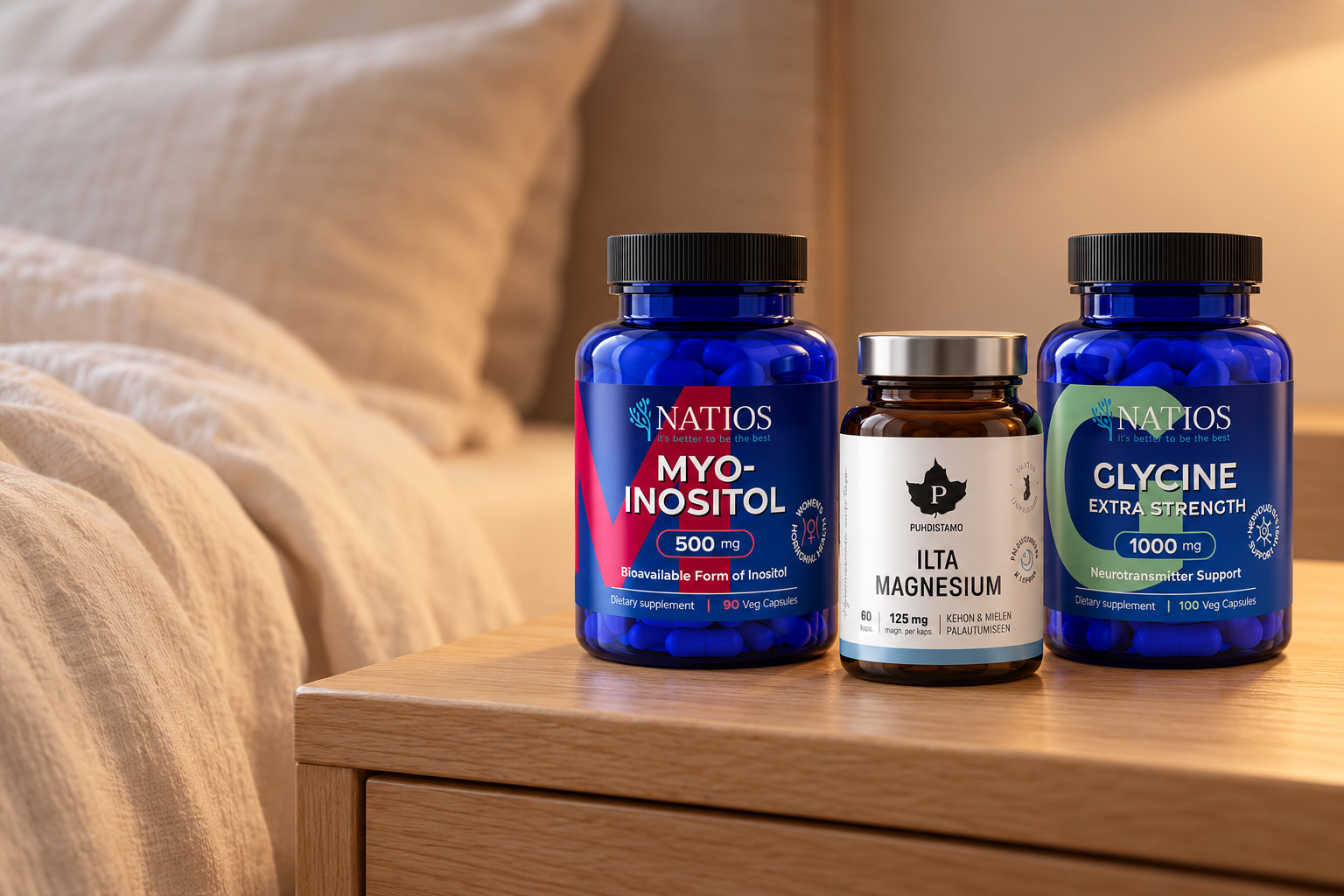 Slavná trojka pro klidnější noc – glycin, magnesium a myo-inositol